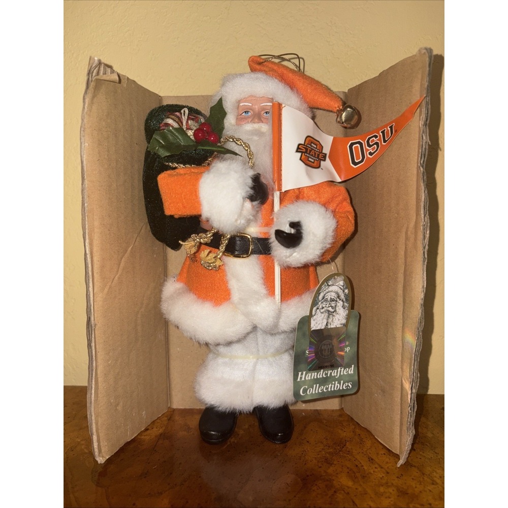 Oklahoma State Cowboys Santa Figure 9.5" Christmas Decor